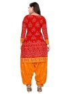 Crepe Silk Mustard and Red Trendy Patiala Salwar Suit - 1