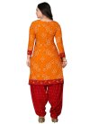 Crepe Silk Crimson and Mustard Print Work Trendy Patiala Salwar Suit - 1