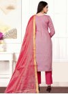 Cotton Lavender and Rose Pink Pant Style Classic Salwar Suit - 1
