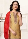 Brown and Red Cotton Silk Pant Style Designer Salwar Kameez - 1