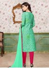 Magenta and Mint Green Cotton Silk Pant Style Designer Salwar Kameez - 1