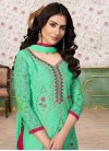 Magenta and Mint Green Cotton Silk Pant Style Designer Salwar Kameez - 2