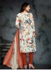 Off White and Red Pant Style Classic Salwar Suit For Casual - 1