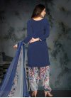 Light Blue and Navy Blue Crepe Silk Designer Patiala Salwar Kameez - 1