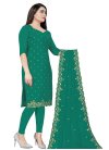 Embroidered Work Faux Georgette Trendy Churidar Suit - 1