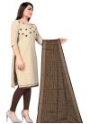 Beige and Coffee Brown Cotton Trendy Churidar Suit - 1