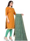 Orange and Turquoise Cotton Trendy Churidar Salwar Kameez - 1
