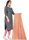Grey and Pink Trendy Churidar Salwar Kameez For Casual - 1