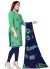 Embroidered Work Cotton Navy Blue and Sea Green Trendy Churidar Salwar Suit - 1