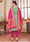 Art Silk Woven Work Pant Style Salwar Kameez - 2