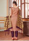Peach and Wine Woven Work Pant Style Straight Salwar Kameez - 2