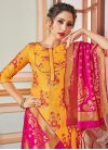 Art Silk Mustard and Rose Pink Pant Style Designer Salwar Kameez - 2