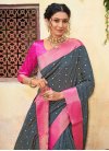 Grey and Rose Pink Designer Traditional Saree For Ceremonial - 1