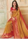 Woven Work Mustard and Red Designer Contemporary Style Saree - 1