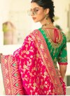 Banarasi Silk Green and Rose Pink Embroidered Work Classic Saree - 2