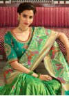 Mint Green and Teal Banarasi Silk Trendy Classic Saree For Bridal - 2