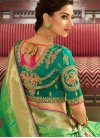 Mint Green and Teal Banarasi Silk Trendy Classic Saree For Bridal - 1