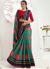 Art Silk Red and Sea Green Contemporary Style Saree - 1
