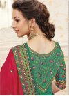 Green and Rose Pink Chanderi Silk Designer Contemporary Style Saree - 1