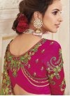 Chanderi Silk Mint Green and Rose Pink Embroidered Work Traditional Designer Saree - 1