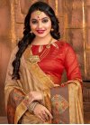 Brown and Red Woven Work Designer Traditional Saree - 1