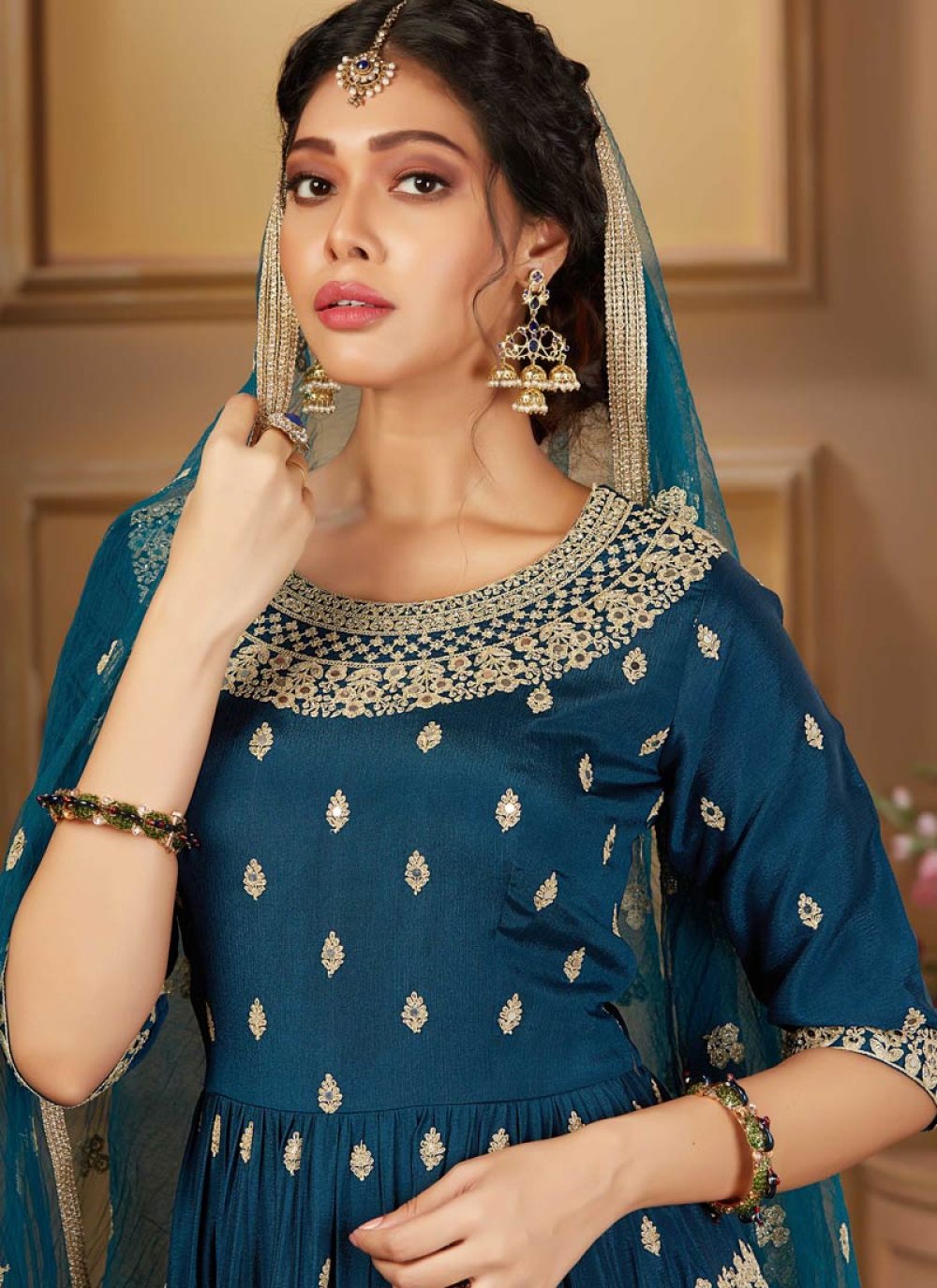 Buy Faux Georgette Readymade Anarkali Salwar Suit Online