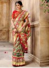 Green and Red Cutdana Work Designer Contemporary Style Saree - 1