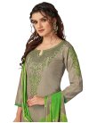Embroidered Work Grey and Mint Green Designer Semi Patiala Salwar Suit - 1