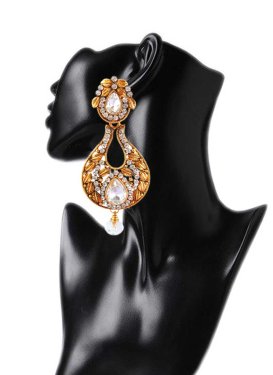 Arresting Gold Rodium Polish Stone Work Earrings