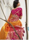 Banarasi Silk Fuchsia and Orange Woven Work Traditional Designer Saree - 2