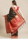 Art Silk Black and Red Designer Contemporary Style Saree - 1