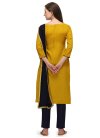 Mustard and Navy Blue Embroidered Work Pant Style Classic Salwar Suit - 2