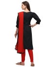 Black and Red Embroidered Work Trendy Churidar Salwar Suit - 2