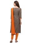 Brown and Orange Embroidered Work Trendy Churidar Suit - 1
