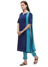 Embroidered Work Blue and Light Blue Pant Style Salwar Suit - 1
