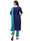 Embroidered Work Blue and Light Blue Pant Style Salwar Suit - 2