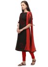 Black and Red Embroidered Work Cotton Trendy Churidar Salwar Kameez - 2