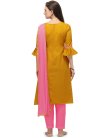 Mustard and Pink Cotton Pant Style Classic Salwar Suit For Casual - 1