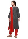 Embroidered Work Grey and Red Cotton Pant Style Classic Suit - 1