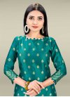 Fuchsia and Teal Art Silk Churidar Salwar Kameez - 1