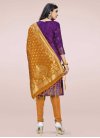 Mustard and Purple Woven Work Trendy Churidar Salwar Kameez - 1