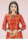 Red and Teal Trendy Churidar Salwar Kameez For Casual - 2