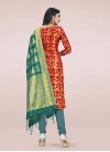 Red and Teal Trendy Churidar Salwar Kameez For Casual - 1