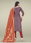 Navy Blue and Red Trendy Churidar Salwar Suit - 1