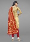 Woven Work Cream and Red Trendy Churidar Suit - 1