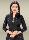 Black and Cream Woven Work Art Silk Trendy Churidar Salwar Suit - 1