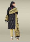Black and Cream Woven Work Art Silk Trendy Churidar Salwar Suit - 2