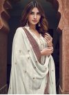 Maroon and Off White Embroidered Work Palazzo Style Pakistani Salwar Suit - 1