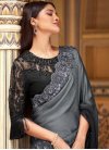 Embroidered Work Black and Grey Designer Traditional Saree - 1