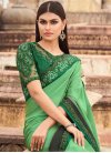 Embroidered Work Bottle Green and Mint Green Trendy Classic Saree - 1